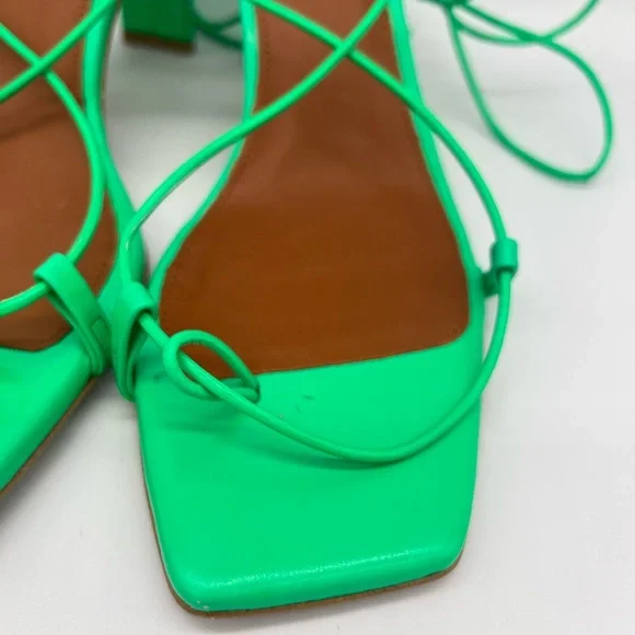 ALOHAS Bellini Neon Green Heeled Lace Up Sandals New - Picture 3 of 11